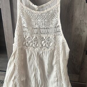 Rebellion Cream Crochet Lace Tank Top